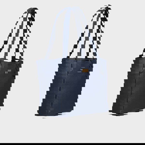 Assots London 'URBAN TOTE' Navy Pebble Grain Real Leather Work Tote Bag