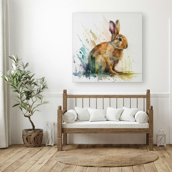 Warren Reed Rabbit Splash Watercolour Canvas