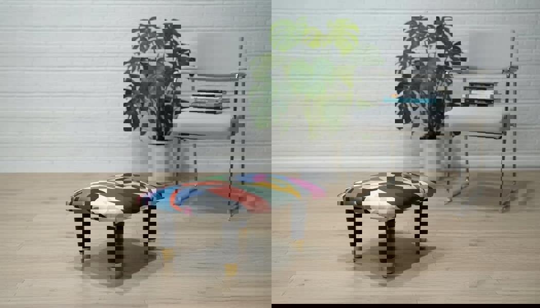 Compact velvet footstool pouffe for living room seating - ISTOOLS 