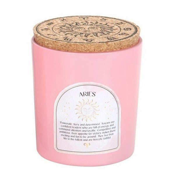 Something Different Aries Cedarwood Rose Quartz Scented Candle - Pink/Brown