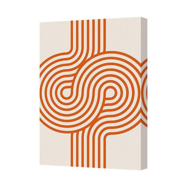 Benjamin Tate Design Abstract Circular Line Art Canvas Print In Orange On Cream
