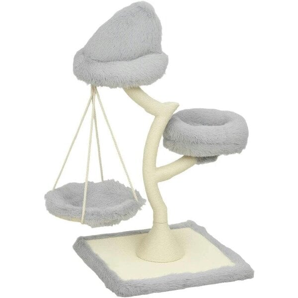 115 cm Modern Cat Tree Tower for Large Cats with Sisal Scratching Post, Holds 1 Cat up to 6kg, Machine-Washable Beds