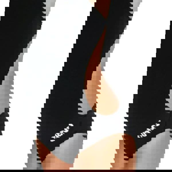 Arena Girls Team Challenge Solid Swimsuit in black with white logo