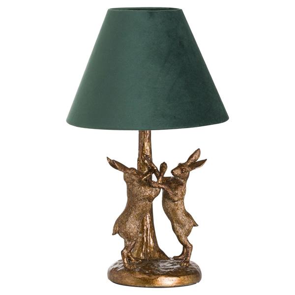 Hill Interiors Marching Hares Table Lamp - Antique Gold/Green - 