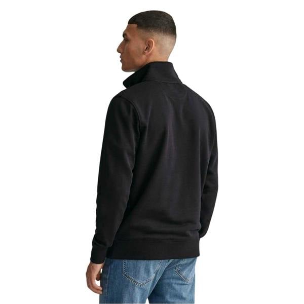 Gant Mens Embroidered Logo Half Zip Sweatshirt - Black - 