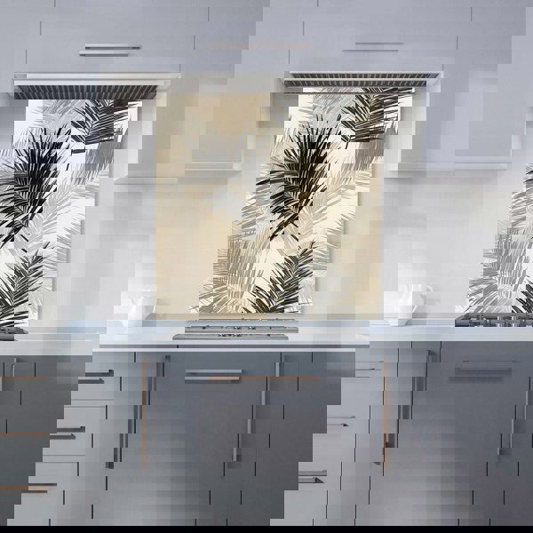 Warren Reed - Designer Black And White Tropical Palm Leaves Kitchen Splashback