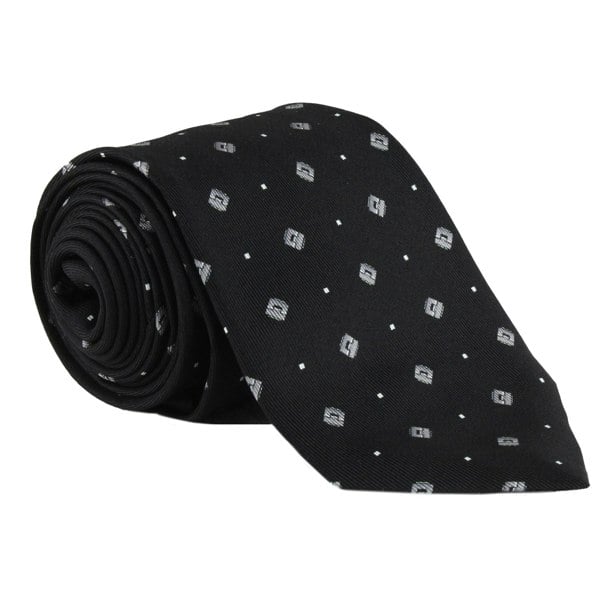 Dunhill mulberry silk tie in a cufflink printed pattern