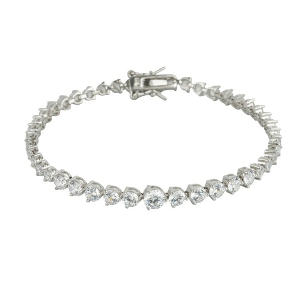Spero London Gradual Size Gemstone Sterling Silver Tennis Bracelet
