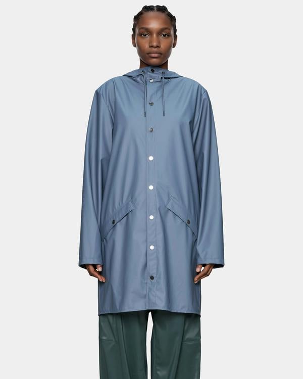 Rains Long Unisex Jacket - 172 Blue Dusk | CHO | Designer Unisex Rain Coats