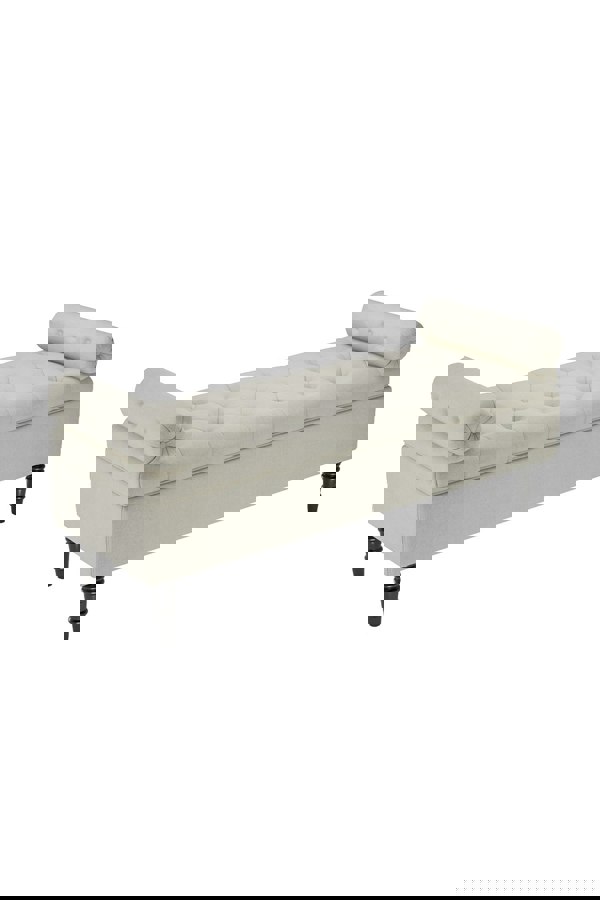 Living and Home Tufted Flip Top Storage Bench with Side Arms Beige