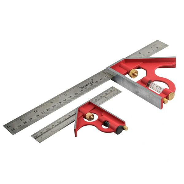 Faithfull Combination Square Twin Pack 150mm (6in) & 300mm (12in) - Multi Colour - 