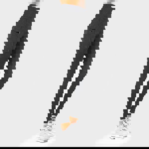 OOOOO Women's Workout Leggings Highwaist Side Pockets & Line Effect, Grey