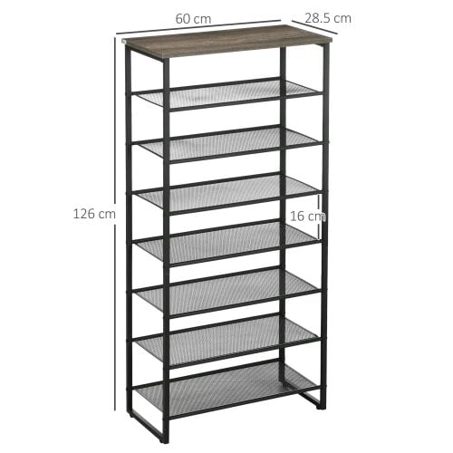 Wyld Haus Malo Metal Grey 8 Tier Shoe Rack With Mesh Shelves For 21 To 24 Pairs