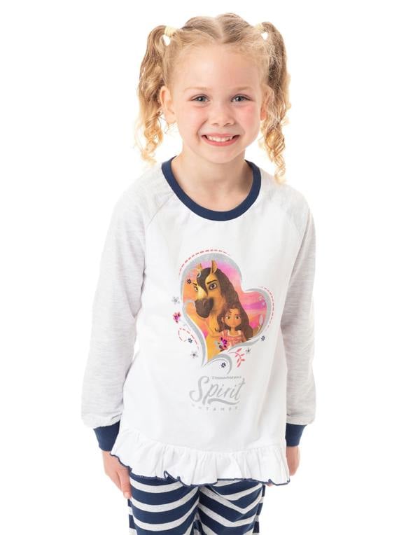 DreamWorks Girls Blue Spirit Character Placement Print Long Sleeve Long Leg Pyjama Set