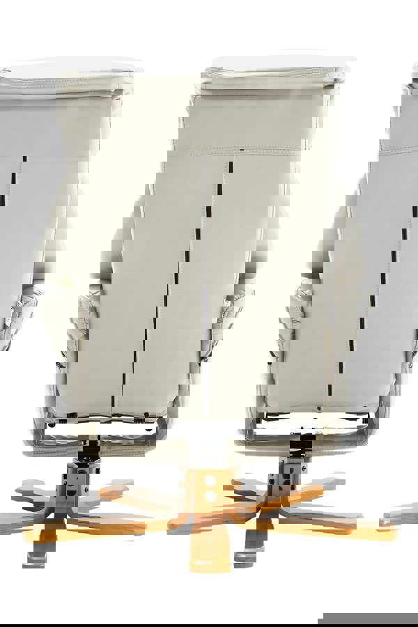 Living and Home Beige Swivel Faux Leather Lounge Recliner with Ottoman