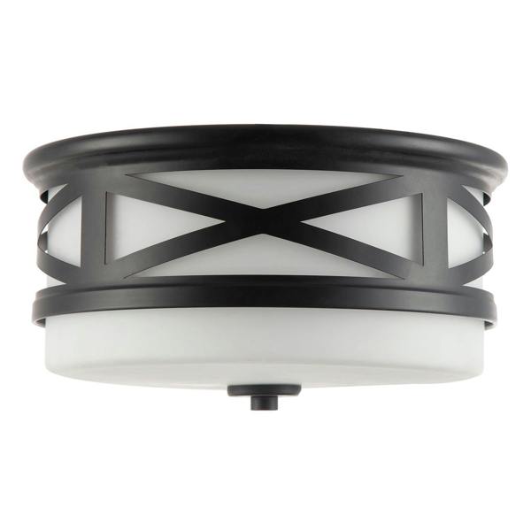 Vintage Classic Bathroom Flush Ceiling Light Fitting in Matte Black Image 4