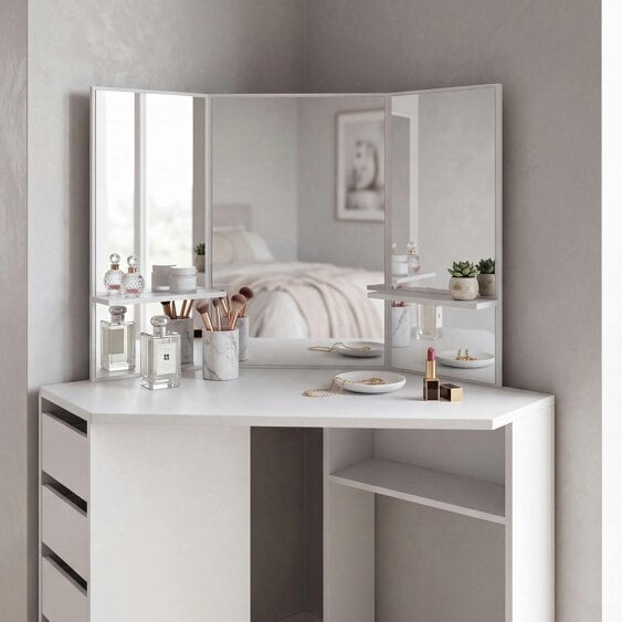 Kosy Koala Corner Dressing Table with Mirrors and Stool Makeup Vanity Mirror Hollywood Table