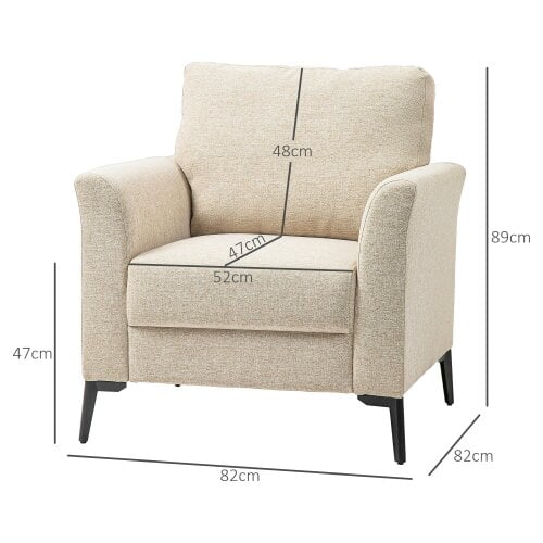 Wyld Haus Rapara Linen Look Beige Accent Armchair Black Legs
