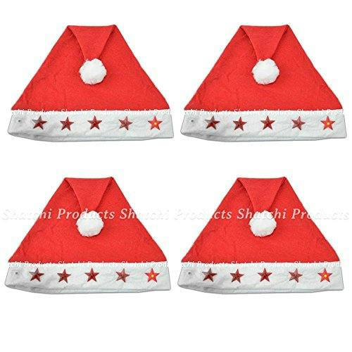 12 Pack Red Father Christmas Santa Hat Light Up Fancy Dress Party Accessories image 7