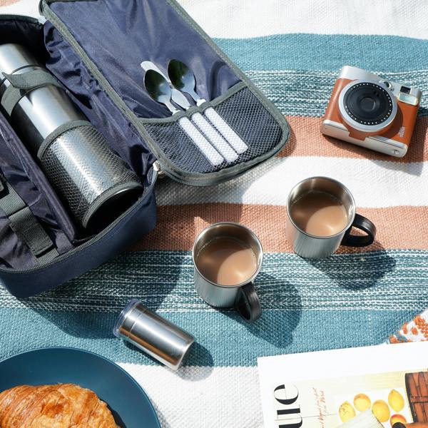Country Living 2 Person Picnic Coffee Set With Stainless Steel Flask And Mugs