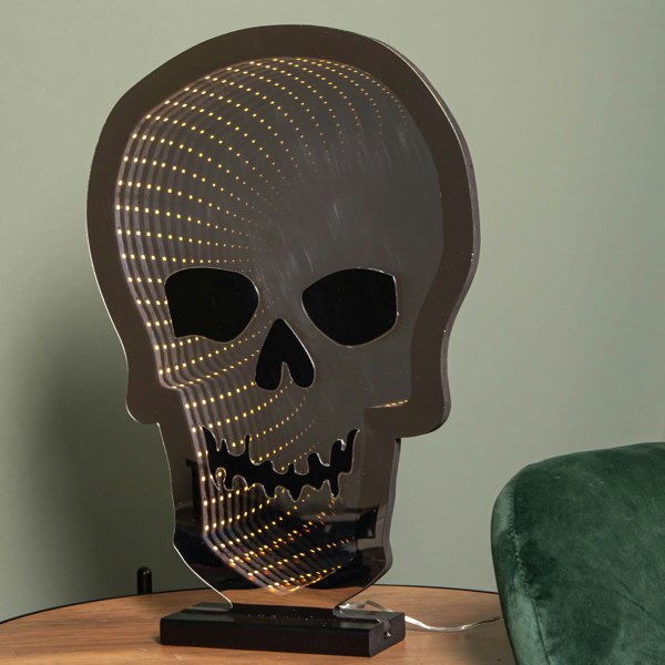 Samuel Alexander 40cm Light up Halloween Skull Infinity Decoration with Warm White LEDs