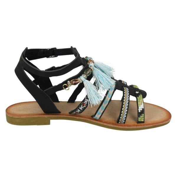 Savannah Ladies Savannah Flat Strappy Beaded Sandals