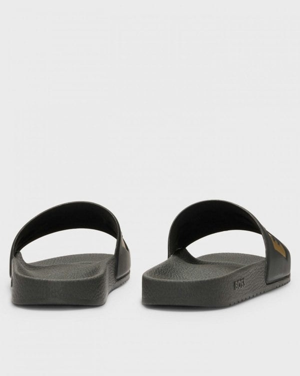 BOSS Orange Aryeh Mens Italian-Made Slides with Large Logo Detail NOS - Black 007