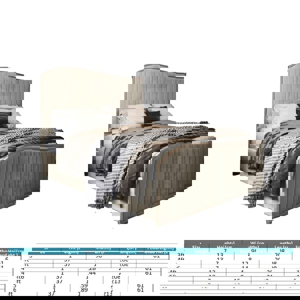 Casa Magna Brixton Upholstered Soft Velvet Metal Bed Frame - Cream