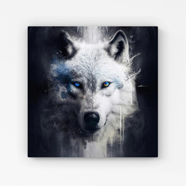 Warren Reed White Wolf Face Splash Art Dark Backgrouns Canvas