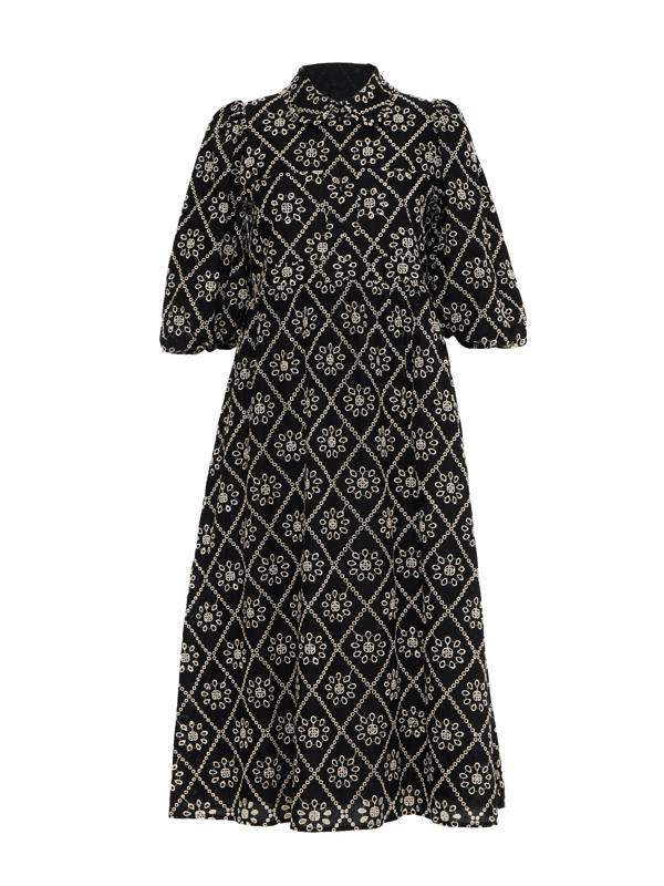 Rose & Nancy Lucille Black And White Broderie Dress