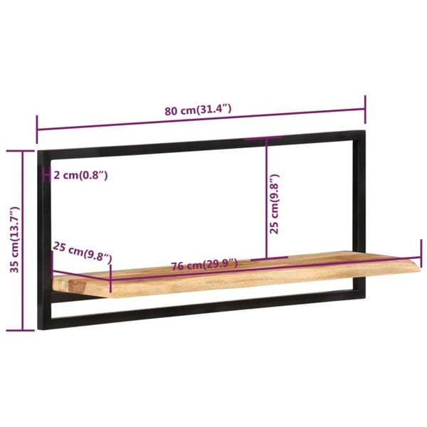 Berkfield Wall Shelves 2 pcs 80x25x35 cm Solid Wood Acacia and Steel