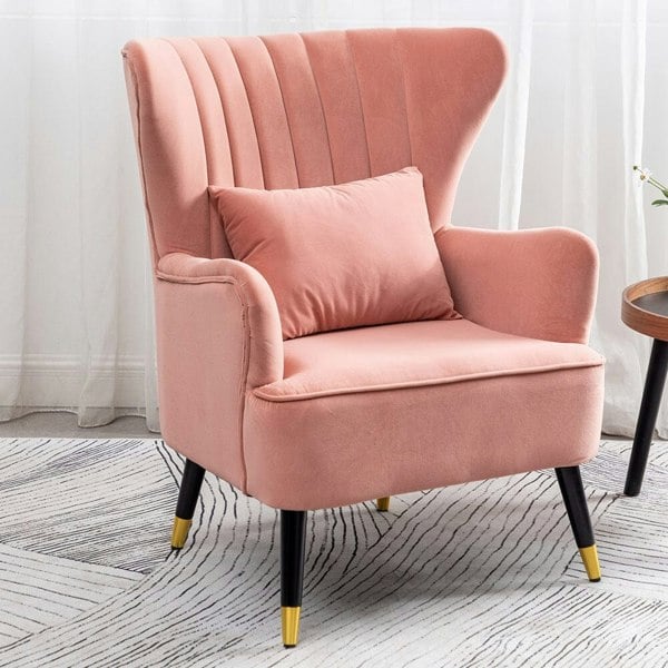 Velvet Wingback Armchair With Cushion Wingback Chairs Living and Home Yellow