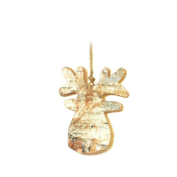 8cm Brown Wooden Reindeer Hanging Christmas Ornament for Home and Tree Decoration image 1