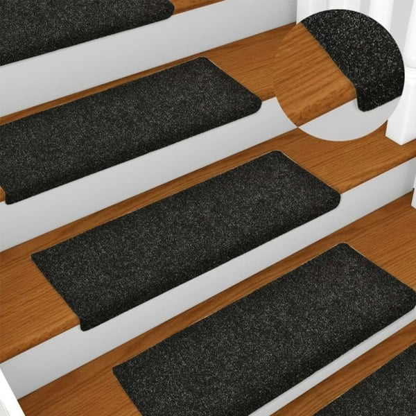 Berkfield Stair Mats 5 pcs Black 65x21x4 cm Needle Punch