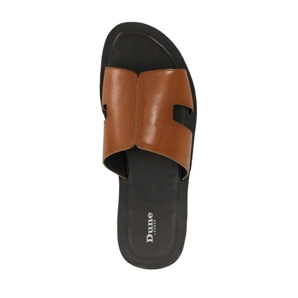 Dune London Mens Leather Casual Slides - Tan - 