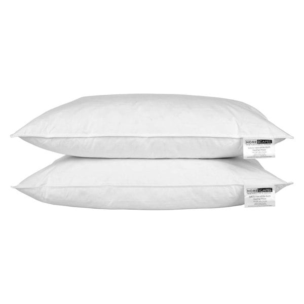 HOMESCAPES White Duck Feather Pillow Pair