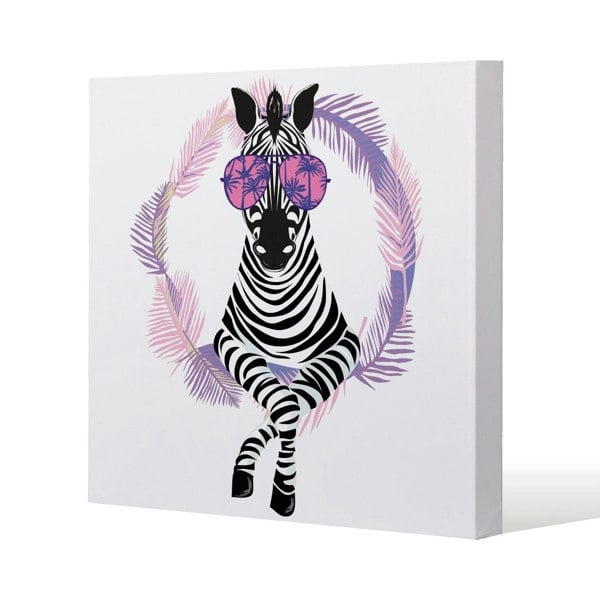 Benjamin Tate Design Pink Zebra Slim Style Canvas Print  90x90cm , 15mm Slim Real wood.