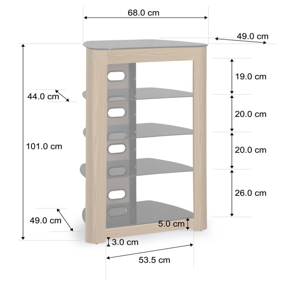 Centurion Supports Zinnia Black with Oak Fascia 5-Shelf Flat Screen TV, Hi-Fi, AV Rack, Media Stand, Entertainment Unit