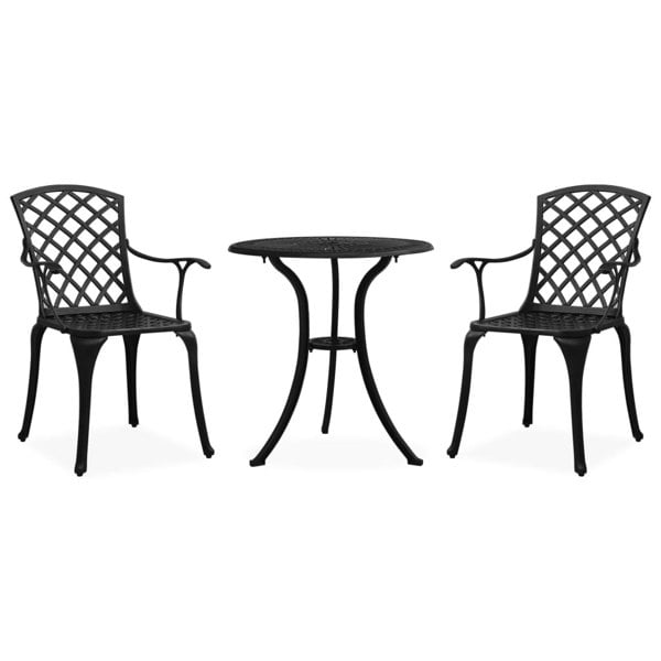 Berkfield 3 Piece Bistro Set Cast Aluminium Black