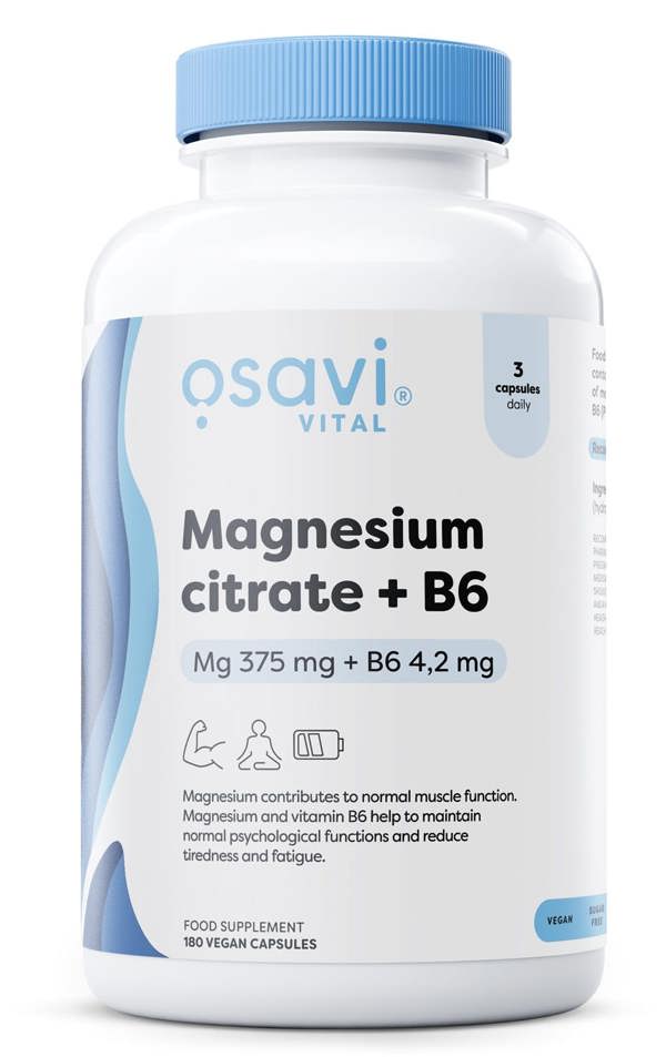 Osavi Magnesium Citrate + B6, 375mg + 4.2mg - 180 vcaps