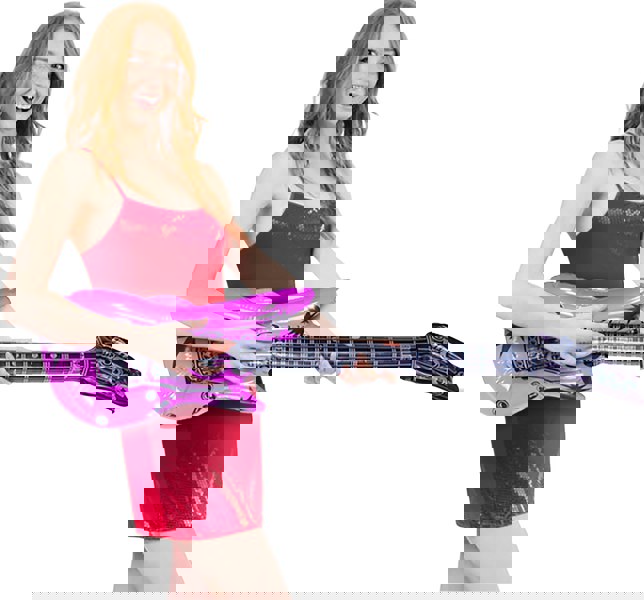 Cheetah Party Inflatable 95cm Guitar Pink