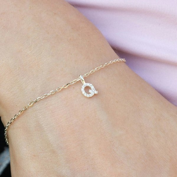 Mylee London Crystal Initial Dainty Chain Bracelet