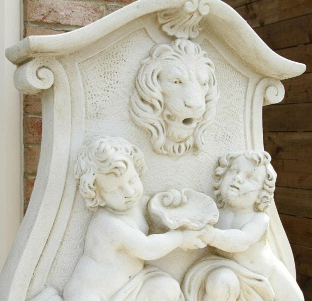 Large White Stone Wall Water Fountain
