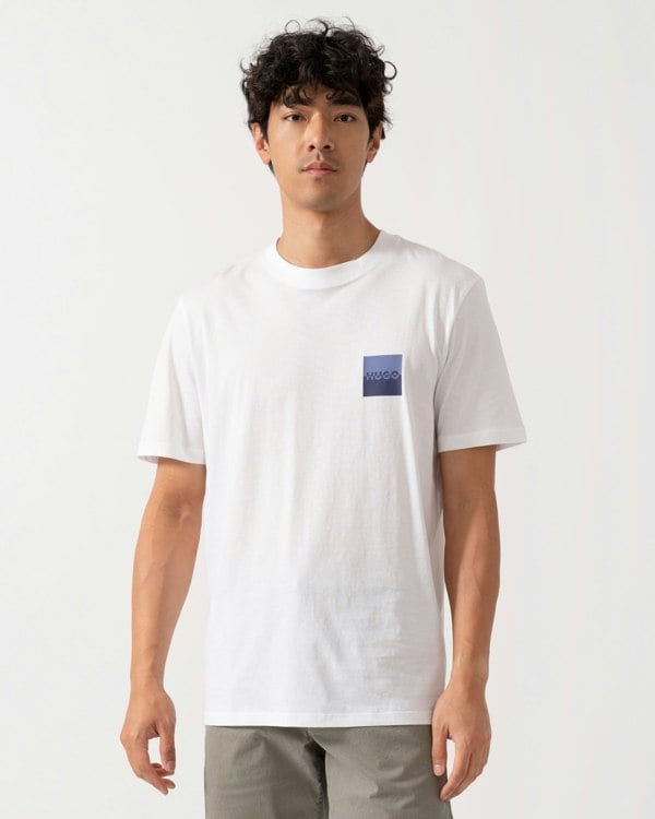 HUGO Dapusi Mens Logo Print T-Shirt - White 100