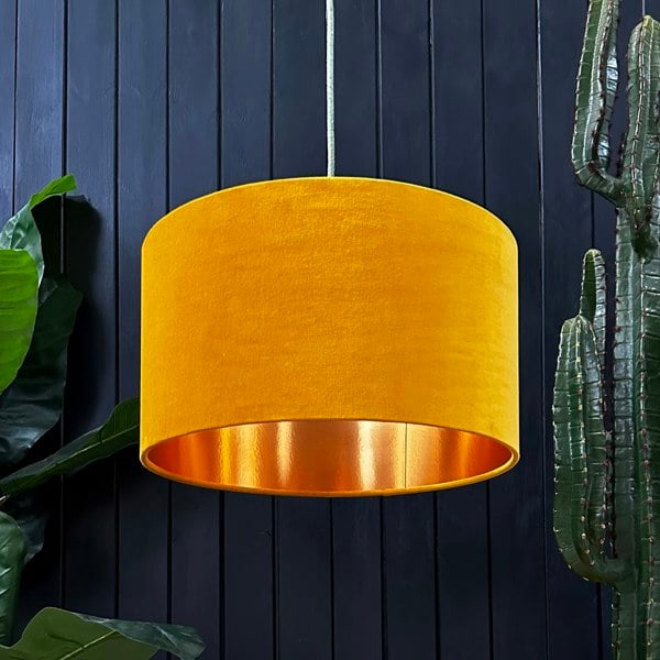 love Frankie butterscotch velvet lampshade with gold lining