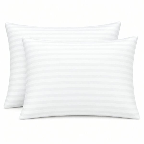 Night Zone 250 Thread Count Stripe Pillowcase Pair – 100% Cotton Hotel Quality Bed Linen - White