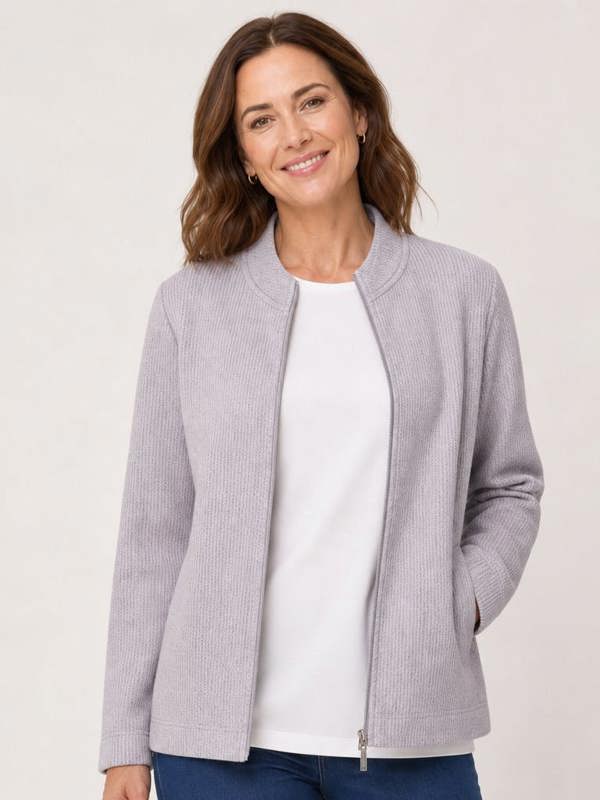 TIGI Cable Rib Zip Through Top