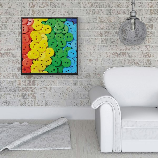 Warren Reed Colourful Buttons Pattern Framed Canvas