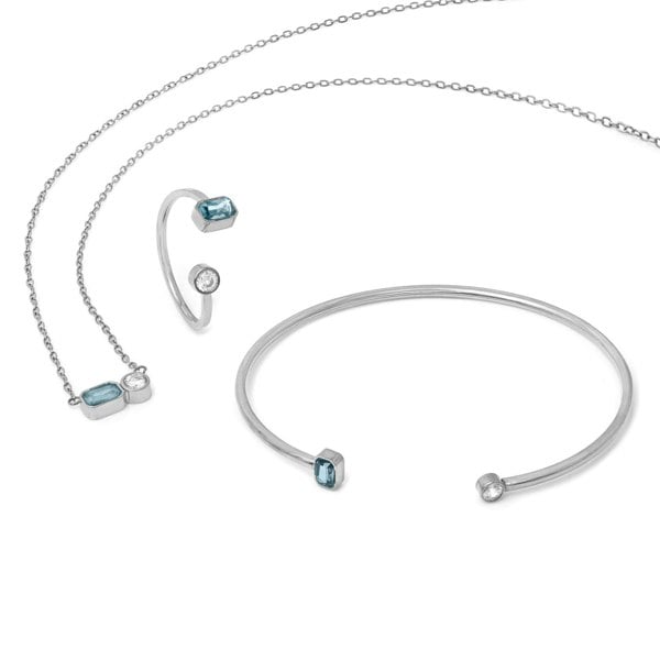 Say It With March Aquamarine Birthstone Gift Set - Silver