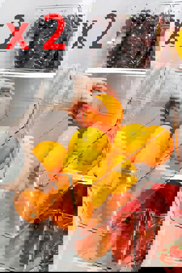 Living and Home 2pcs Clear Refrigerator Organizer Bins Kitchen Fridge Storage Box